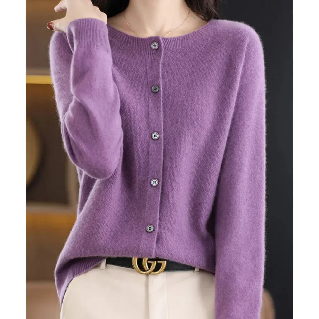 Rosalind | Women's Button Down Crew Neck Knit Cardigan