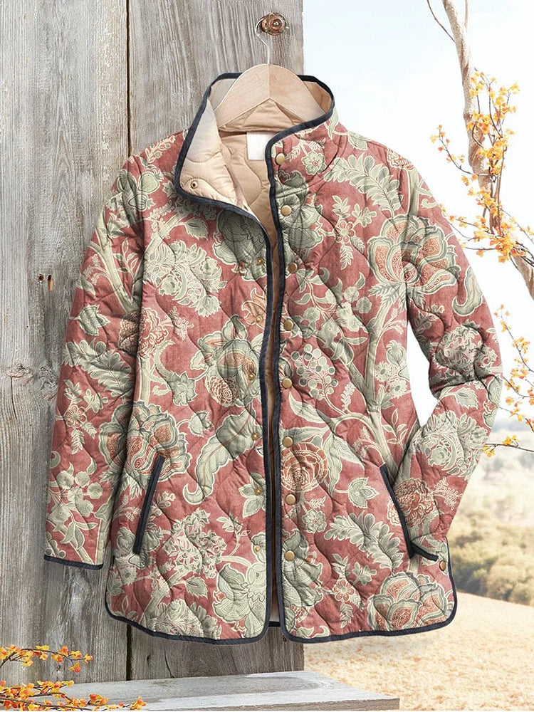 Rosalind | Women's Floral Print Quilted Snap Jacket