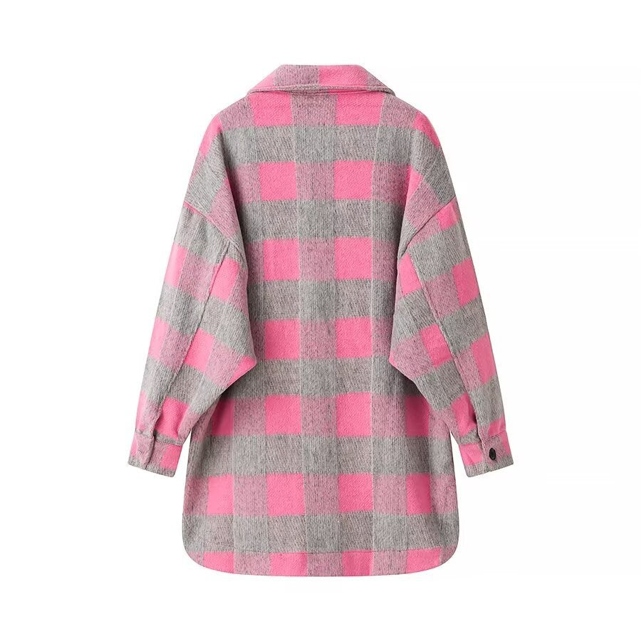 Rosalyn | Women's Plaid Flap Pocket Oversized Shacket