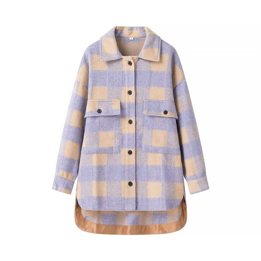Rosalyn | Women's Plaid Flap Pocket Oversized Shacket