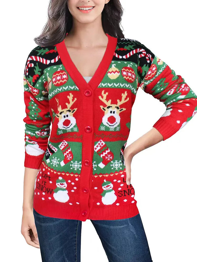 Rosie | Women Knit Button Christmas Cardigan