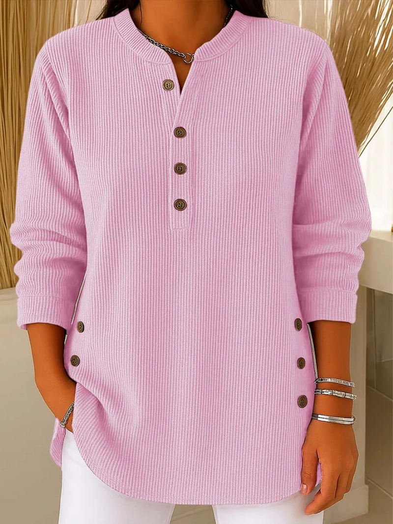 Sabine | Women's Button Front Ribbed Tunic Sweater