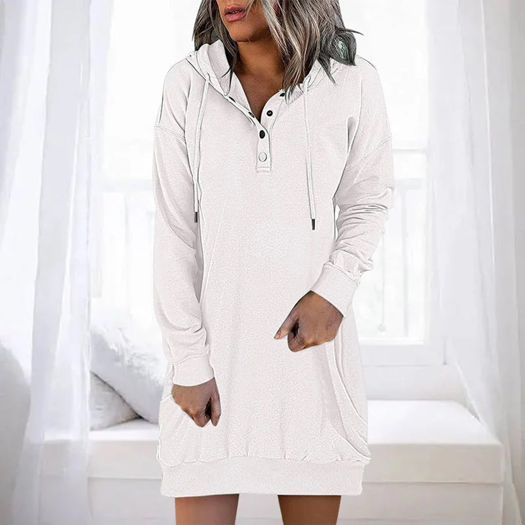 Sabine | Women's Hooded Button Placket Sweater Dress