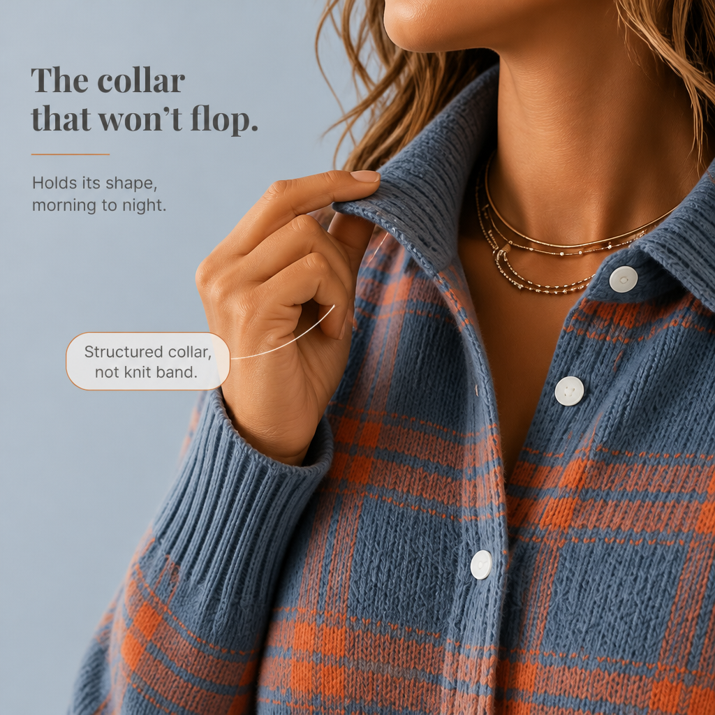 Sadie | Women's Cardigan with Buttons and Plaid