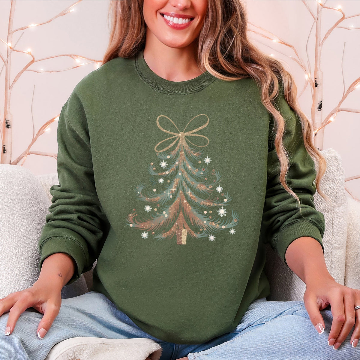 Santa Ribbon Christmas Sweatshirt for Adults