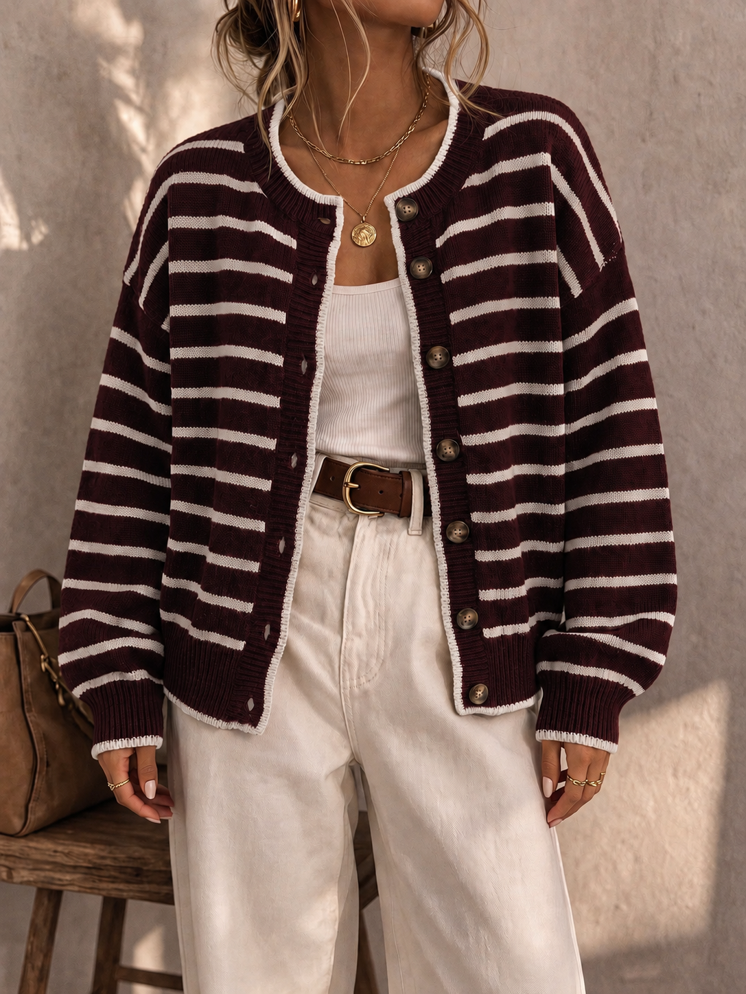Saoirse | Women's Oversized Striped Knit Cardigan