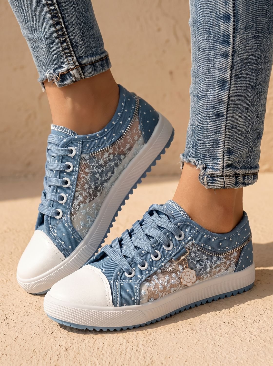 Scarlett | Women's Orthopedic Lace-Up Floral Mesh Platform Sneakers