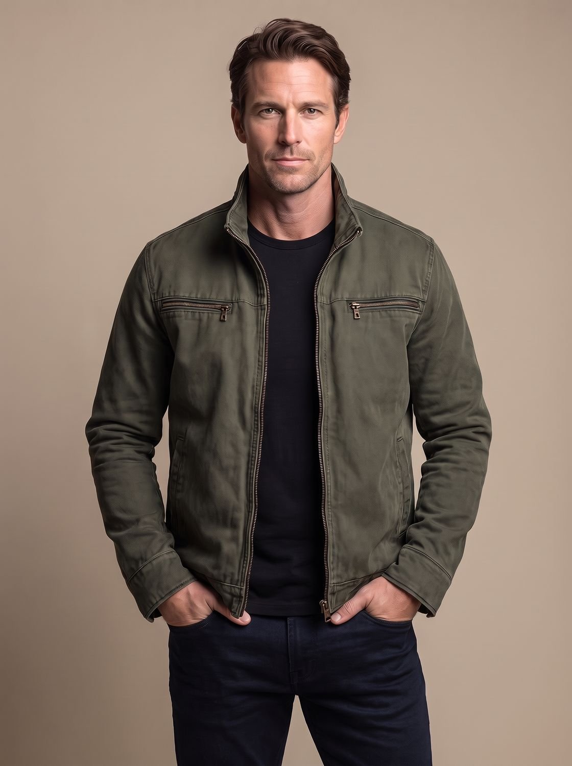 Sebastian | Men's Stand-Collar Full-Zip Slim-Fit Bomber Jacket