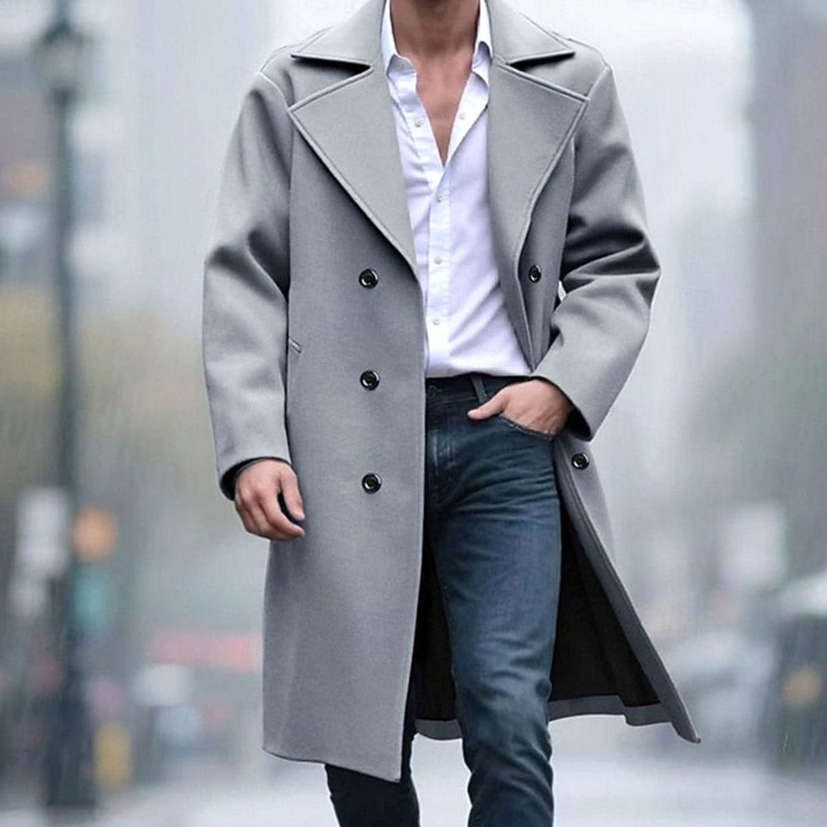 Sebastian | Men's Wool Double-Breasted Tailored Long Overcoat