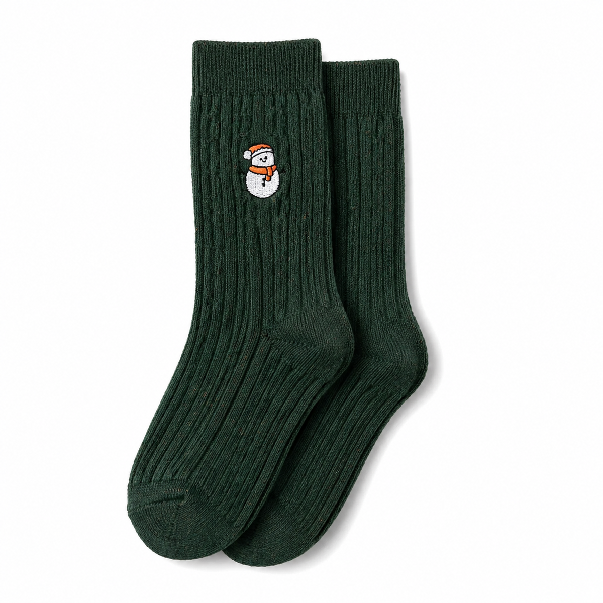 Snowman Cable Knit Socks for Women, Mid-Calf