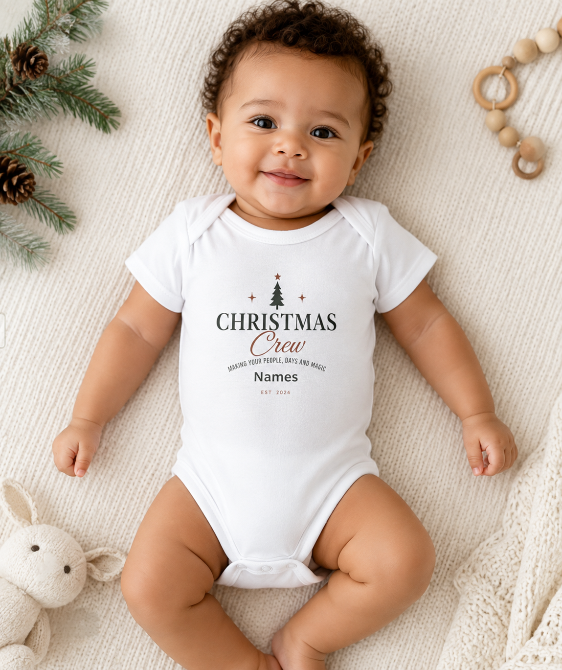 Unisex Baby Christmas Bodysuit with Tree Design