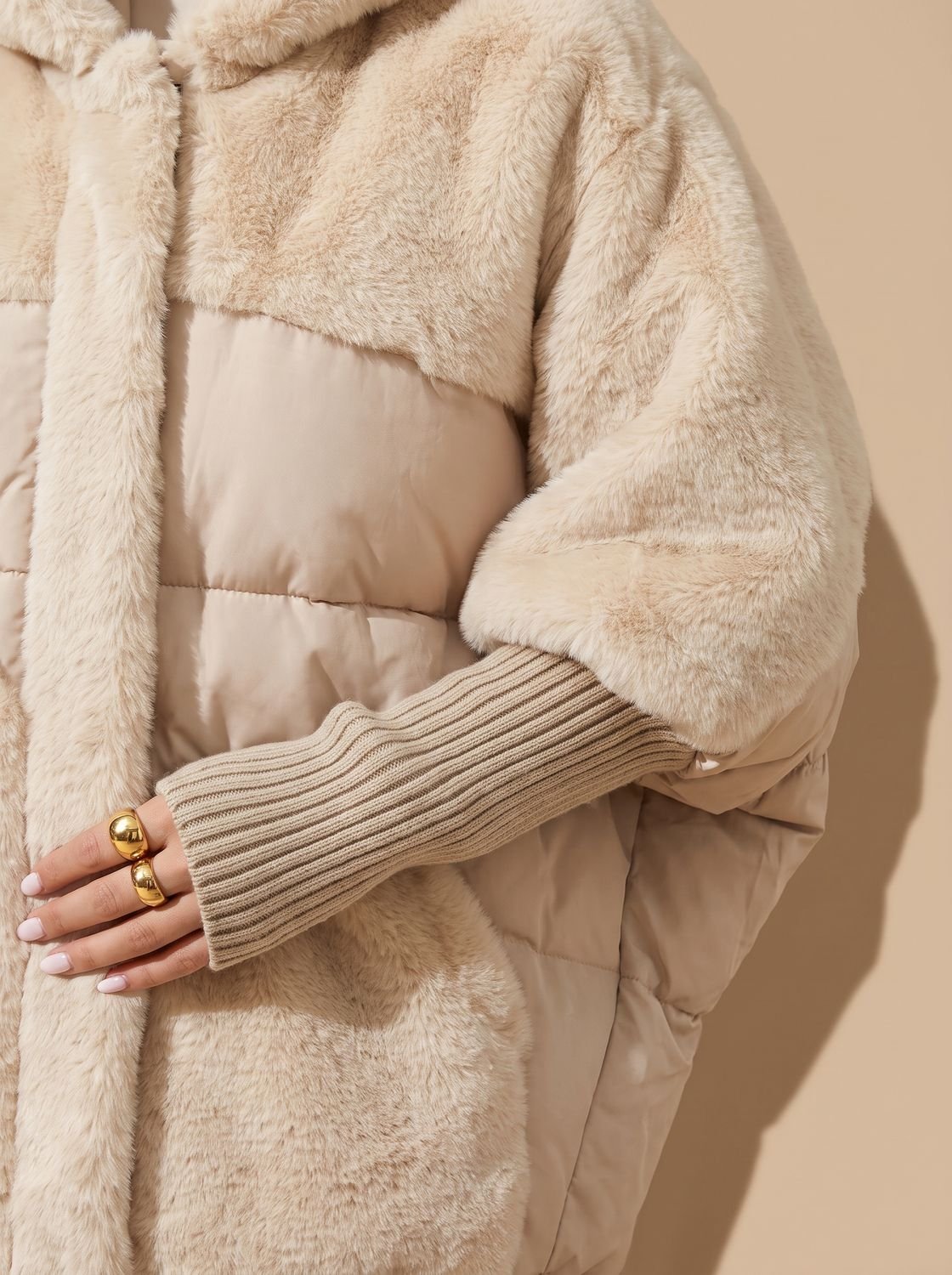 Victoria | Women's Faux Fur Quilted Plush Hooded Coat