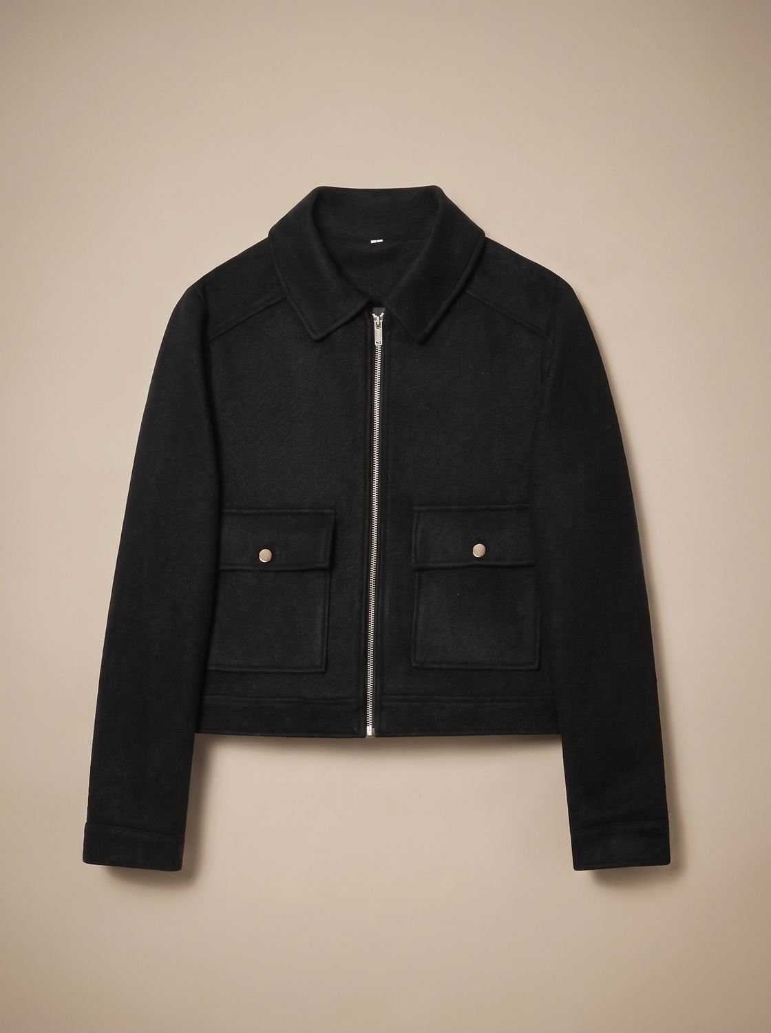 Victoria | Women's High Neck Wool Blend Stand Collar Button-Front Short Coat