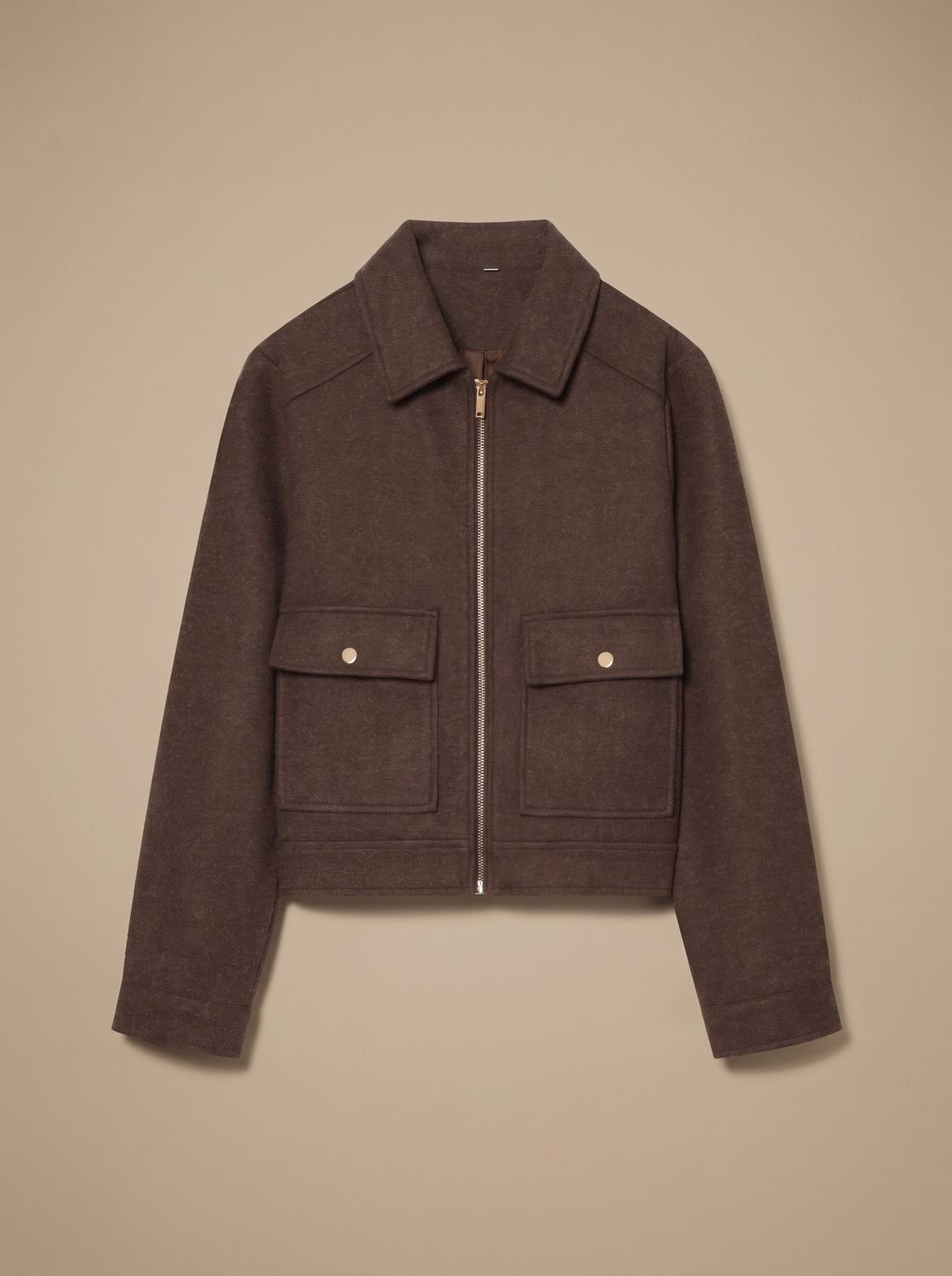 Victoria | Women's High Neck Wool Blend Stand Collar Button-Front Short Coat