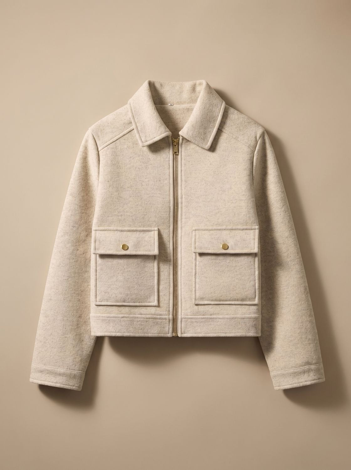 Victoria | Women's High Neck Wool Blend Stand Collar Button-Front Short Coat