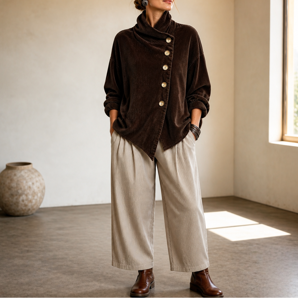 Vivienne | Women's Jacket with Asymmetric Buttons and Ribbing