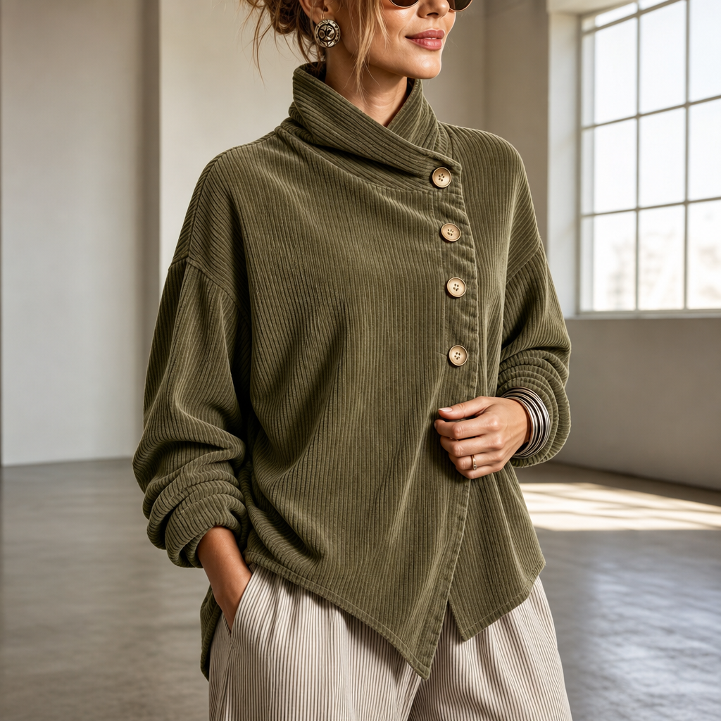 Vivienne | Women's Jacket with Asymmetric Buttons and Ribbing