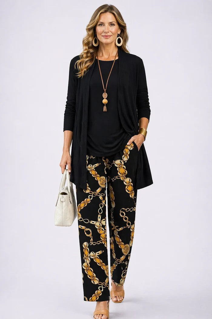 Vivienne | Women's Printed Open Front Cardigan Three-Piece Set