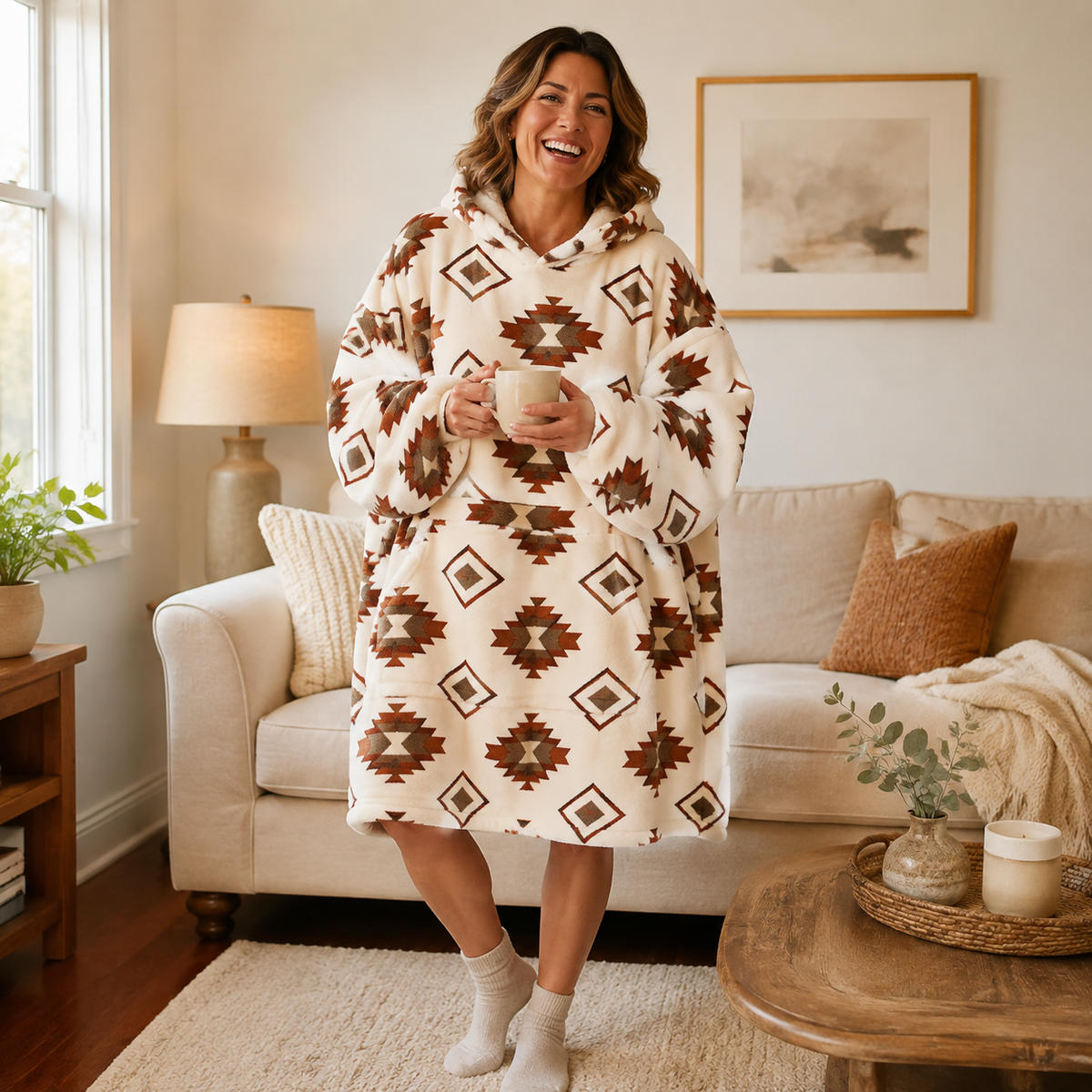 Wearable Blanket Hoodie for Women, Oversized Fleece Pullover