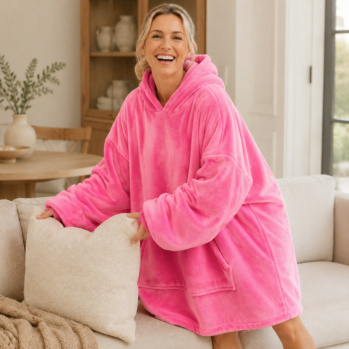 Wearable Blanket Hoodie for Women, Oversized Fleece Pullover