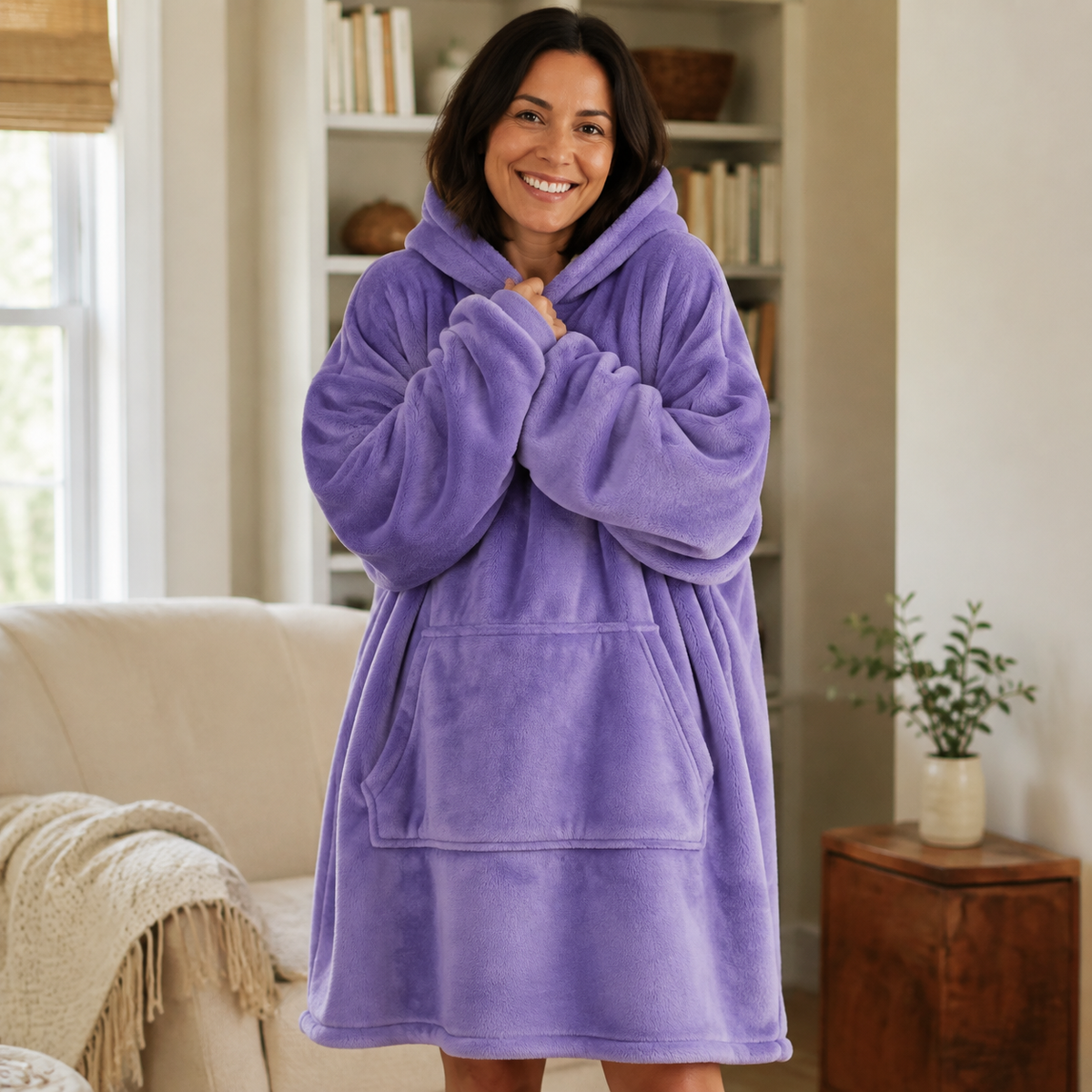 Wearable Blanket Hoodie for Women, Oversized Fleece Pullover