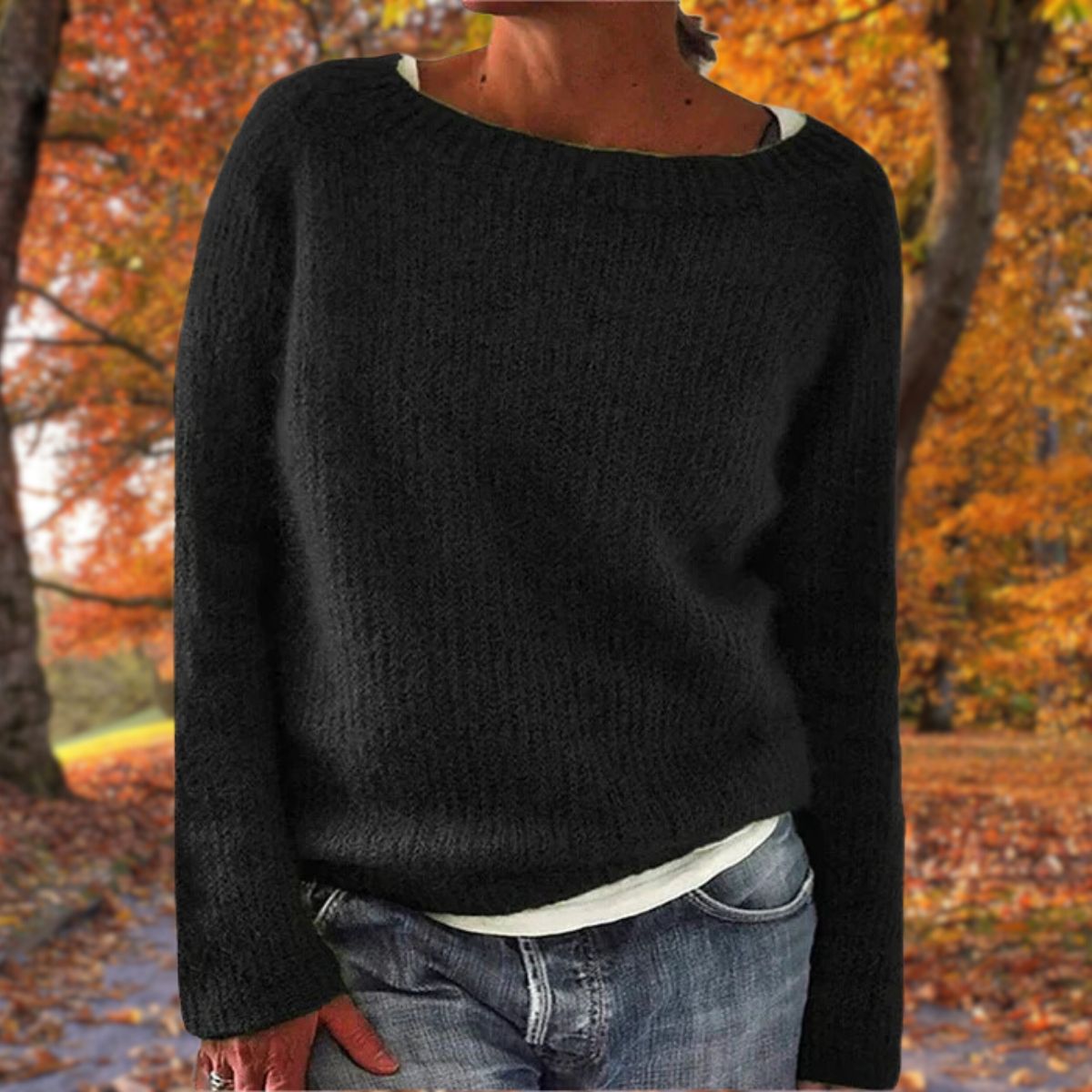 Women's Boat Neck Jumper with Textured Finish