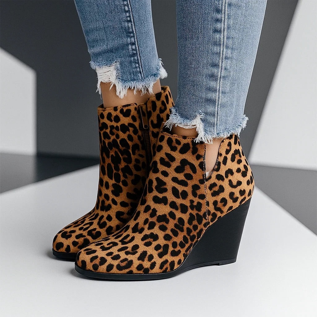 Women's Brown Suede Wedge Ankle Boots