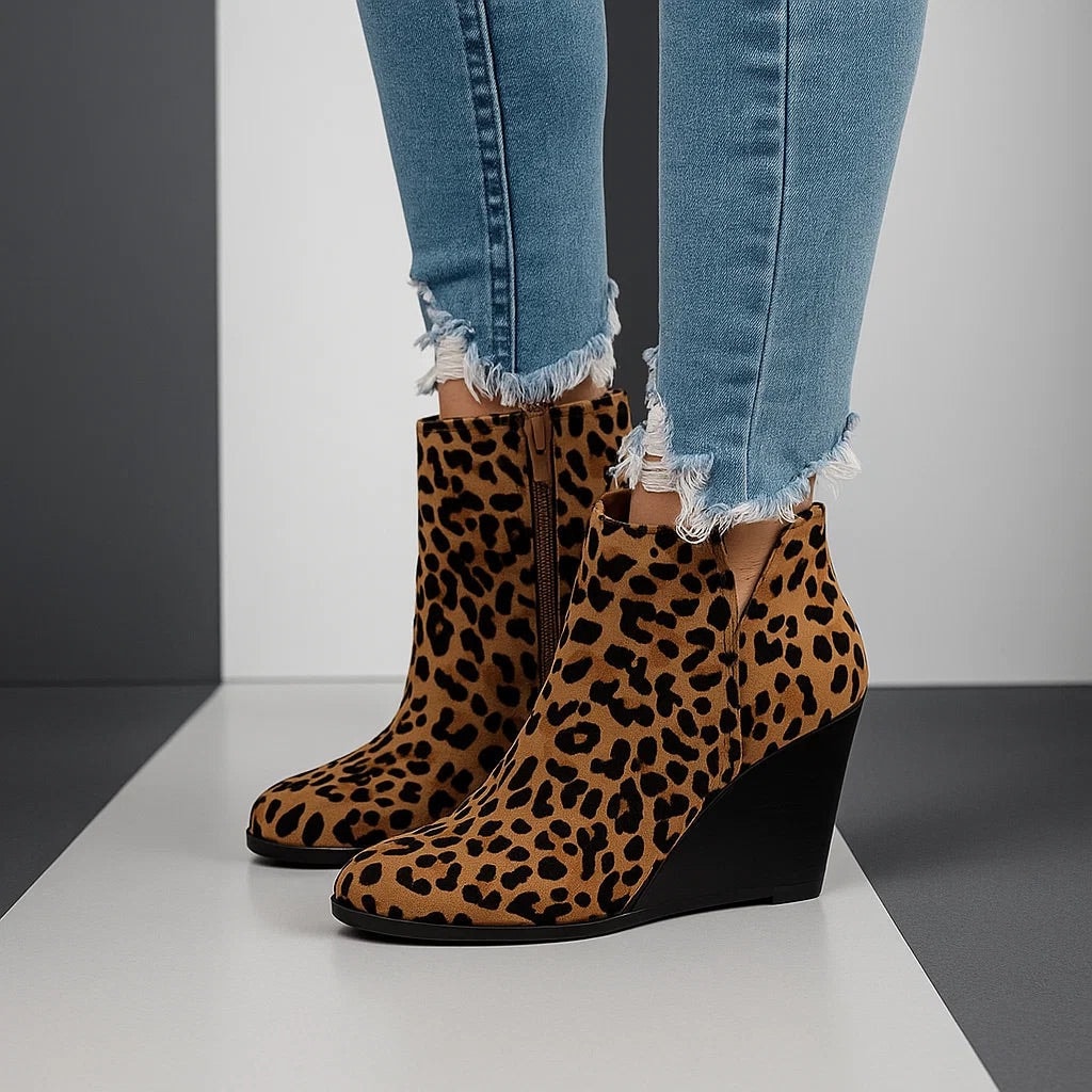 Women's Brown Suede Wedge Ankle Boots