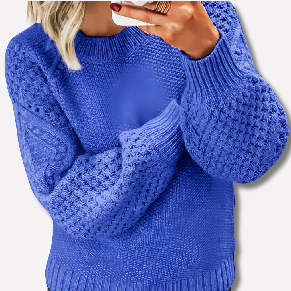 Women's Cable Knit Crew Neck Jumper for Autumn Winter