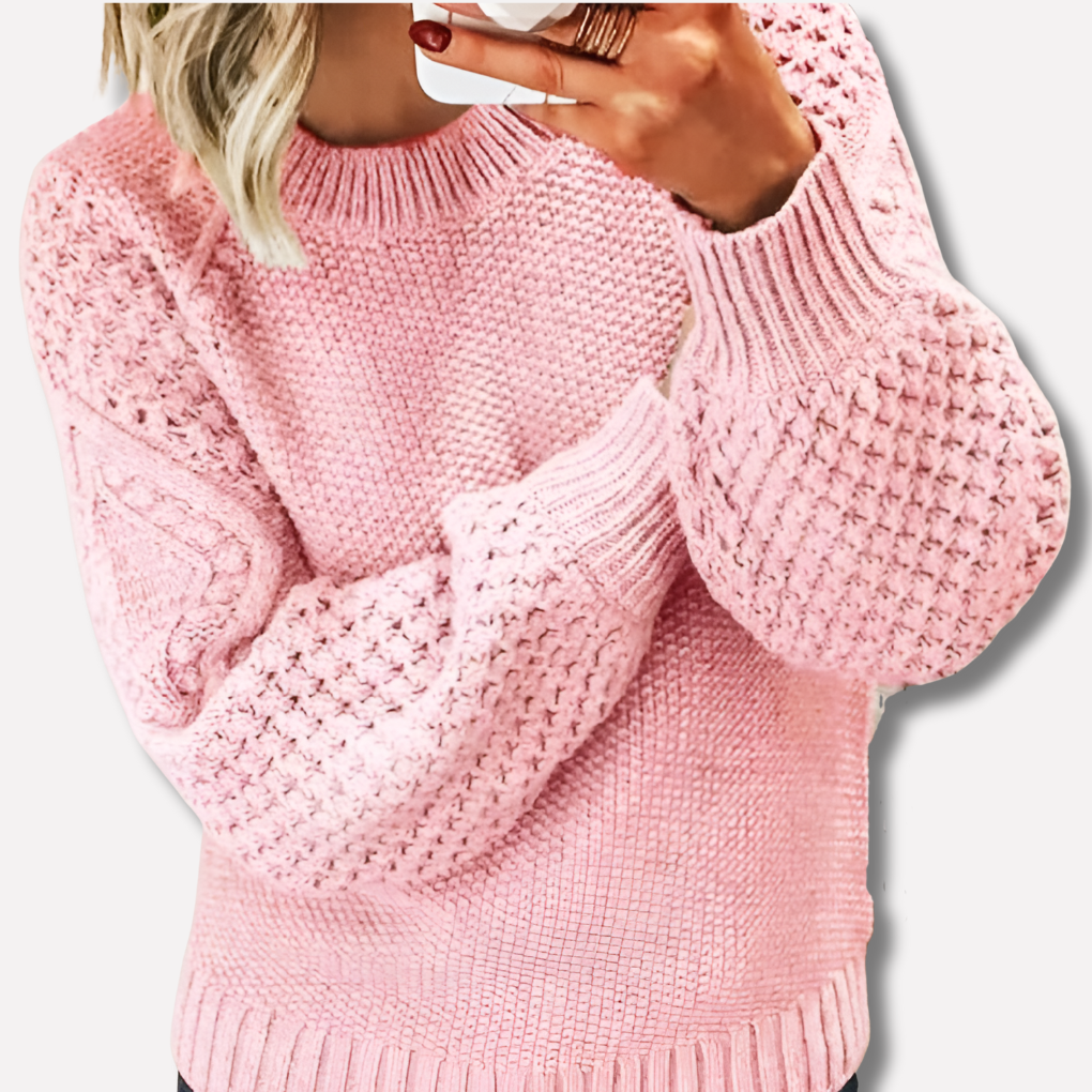 Women's Cable Knit Crew Neck Jumper for Autumn Winter
