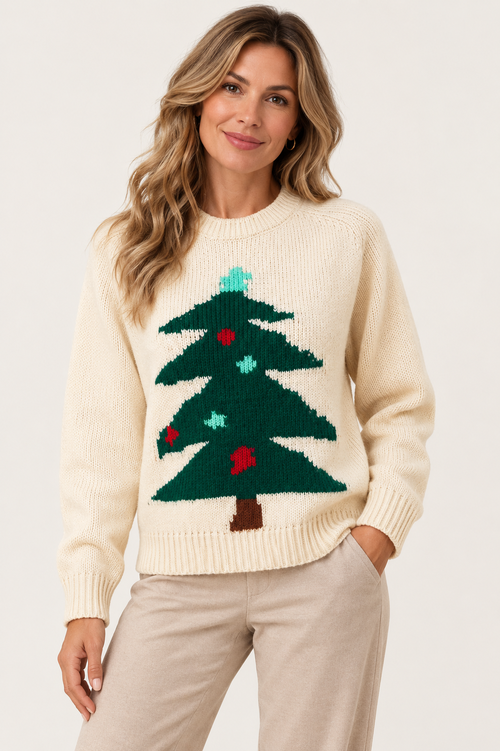 Women's Christmas Tree Jacquard Knit Sweater