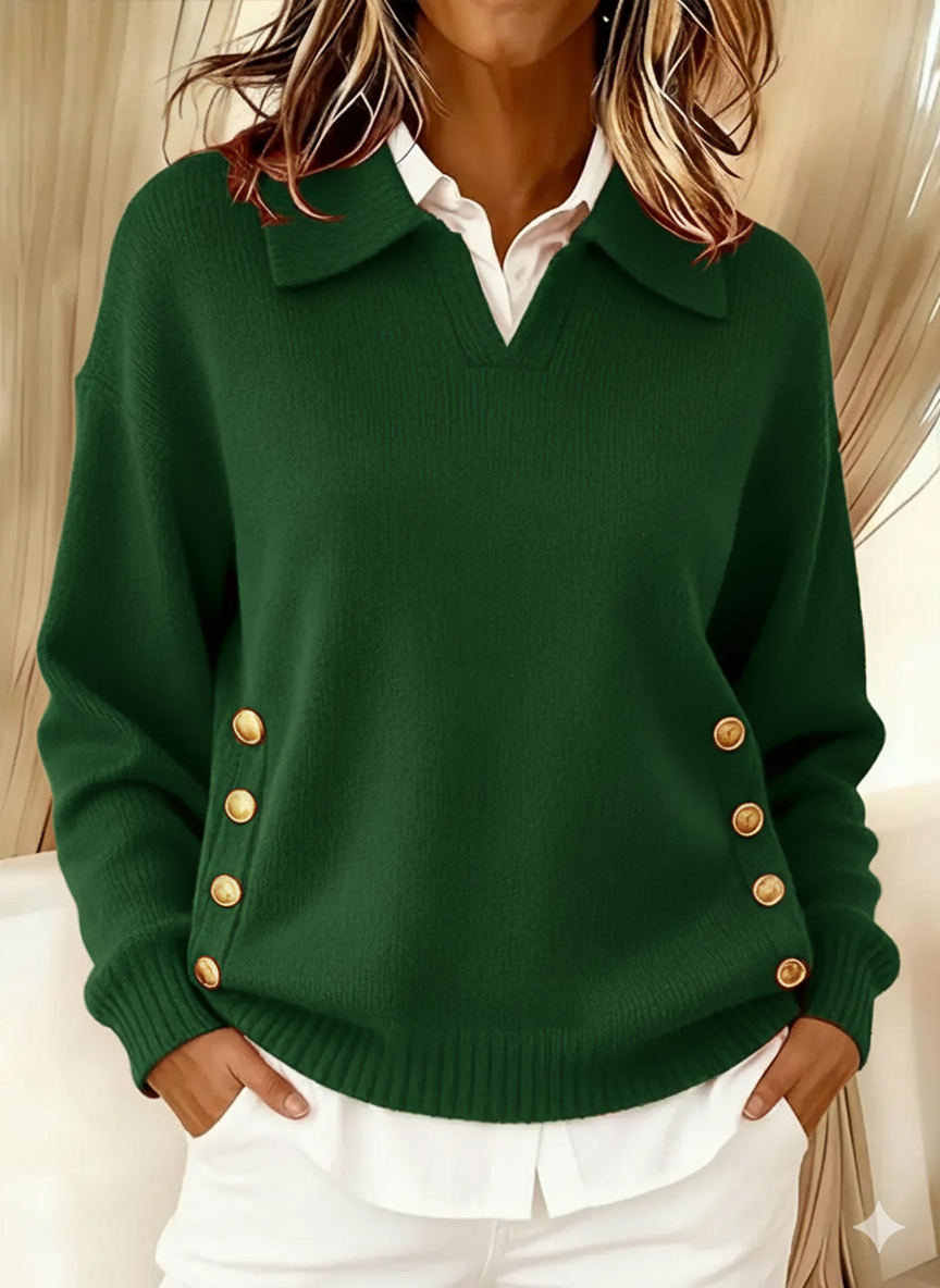 Women's Collared V-Neck Polo Sweater