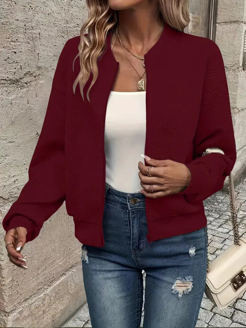Women's Cropped Quilted Bomber Jacket