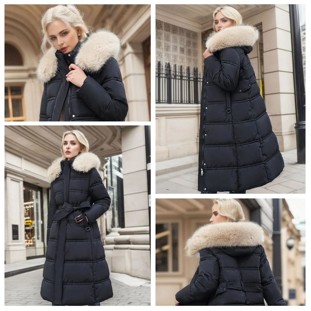 Women's Designer Winter Parka with Fur Hood