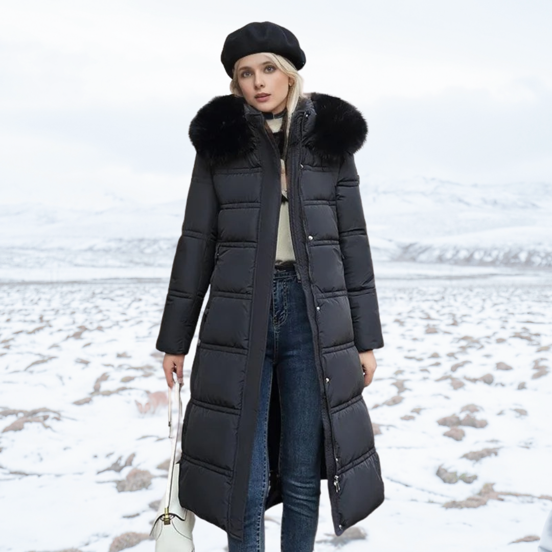 Women's Designer Winter Parka with Fur Hood