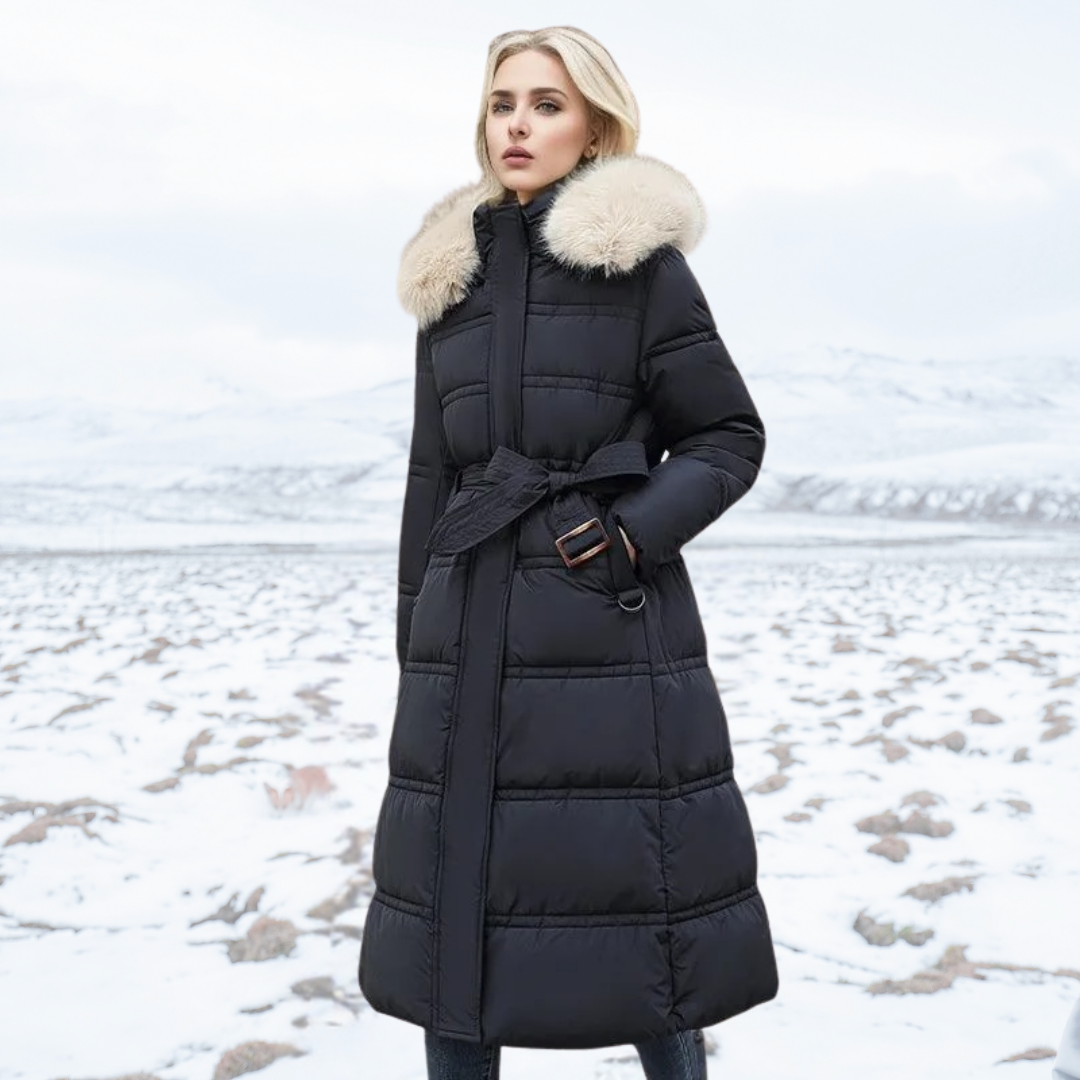 Women's Designer Winter Parka with Fur Hood