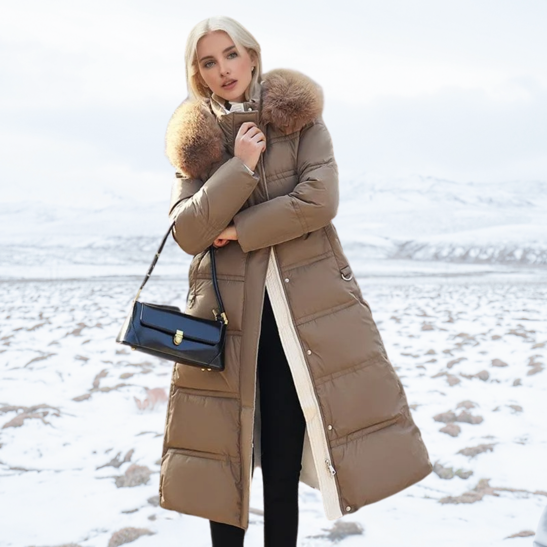 Women's Designer Winter Parka with Fur Hood
