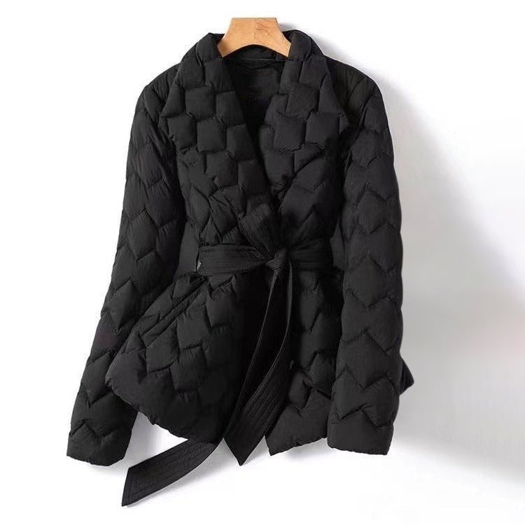 Women's Diamond Quilted Down Jacket | Tailored Lapel
