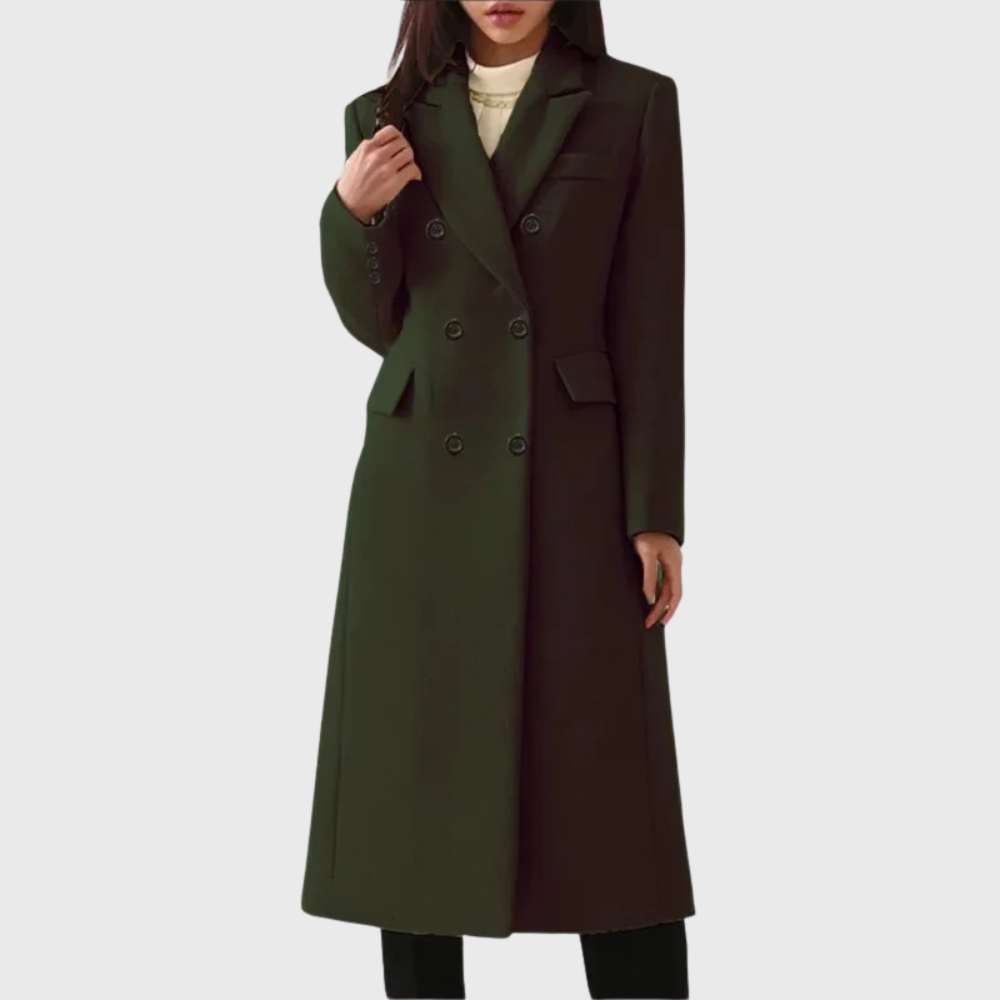 Women's Double-Breasted Long Overcoat