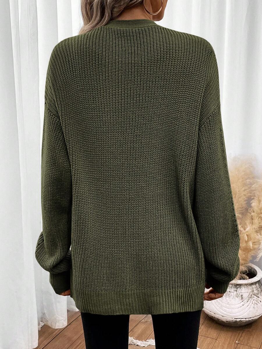 Women's Drop Shoulder Pointelle Knit Cardigan