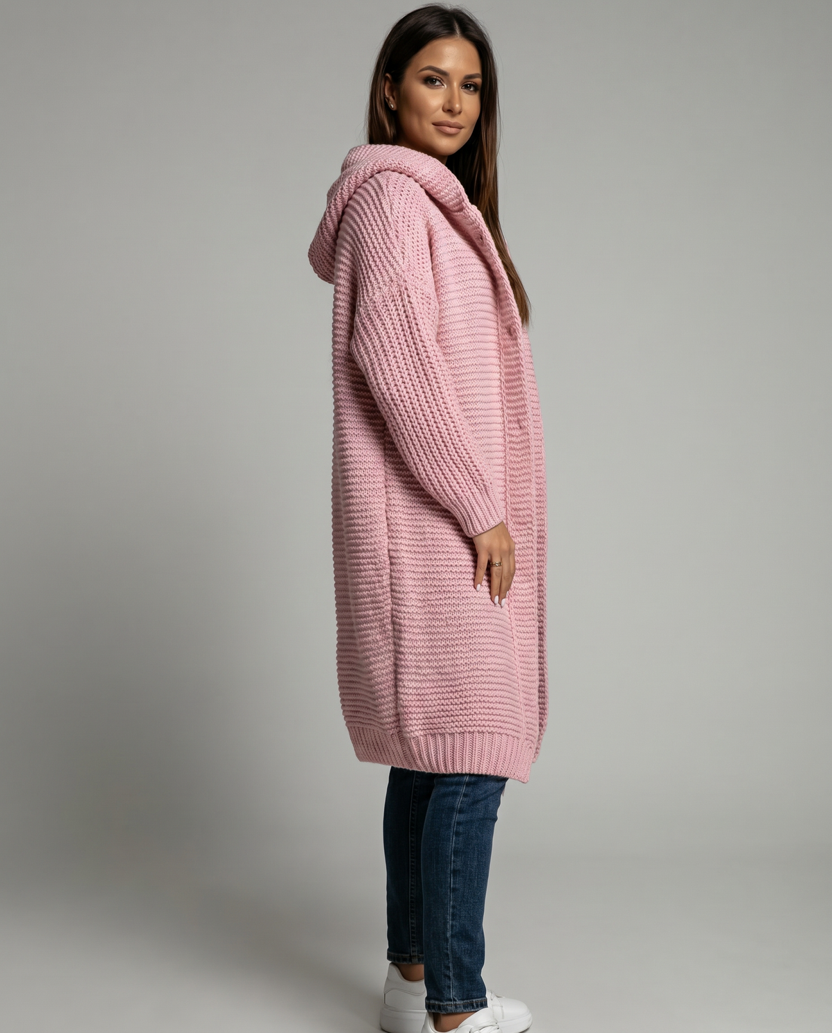 Women's Hooded Oversized Long Chunky Knit Cardigan