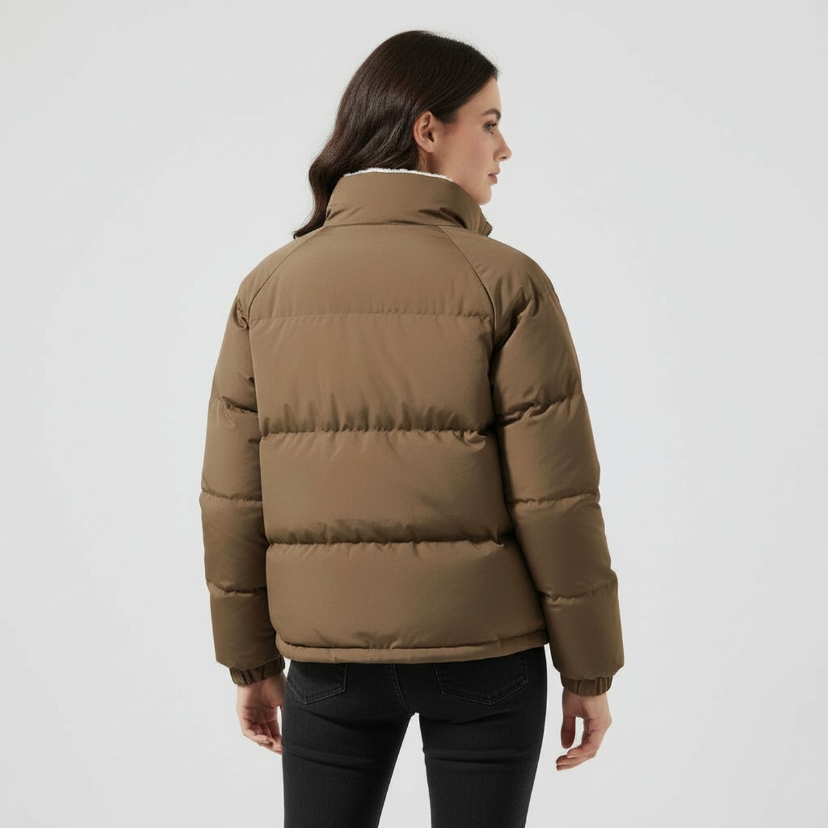 Women's Hooded Puffer Jacket with Fleece Lining
