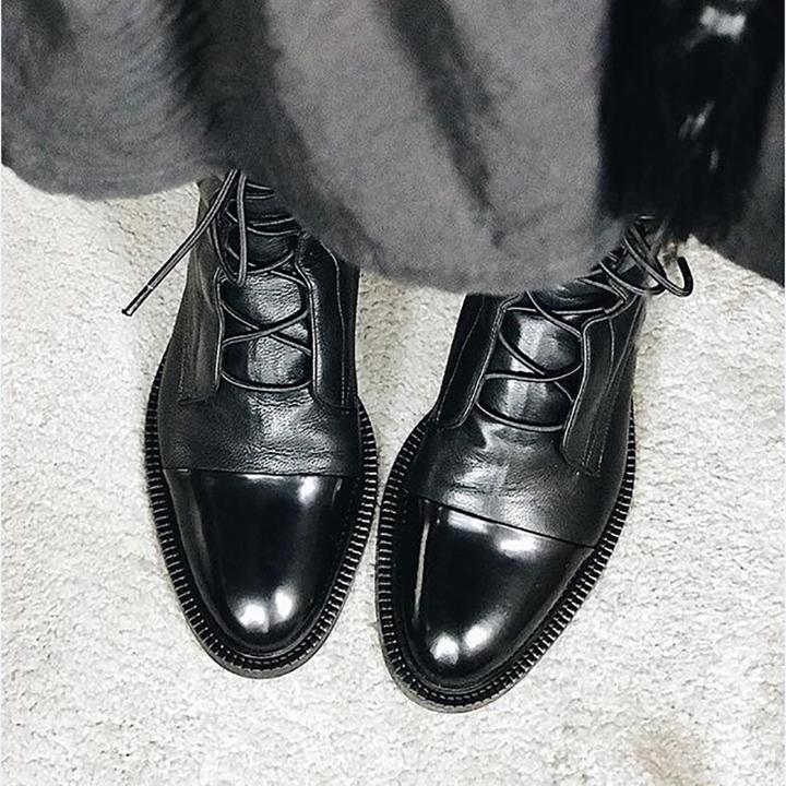 Women's Leather Lace-Up Combat Ankle Boots
