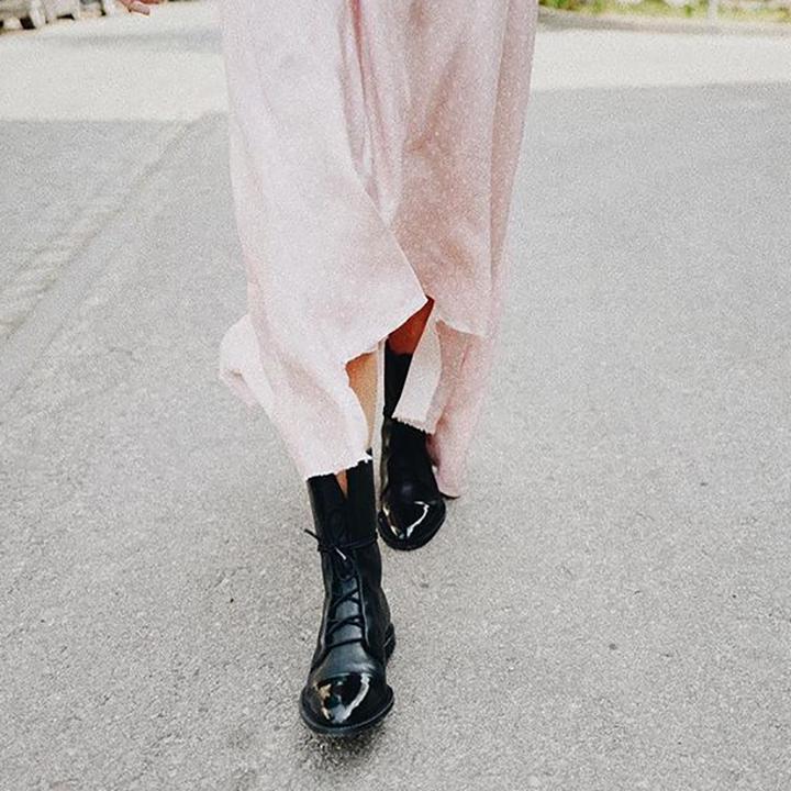 Women's Leather Lace-Up Combat Ankle Boots