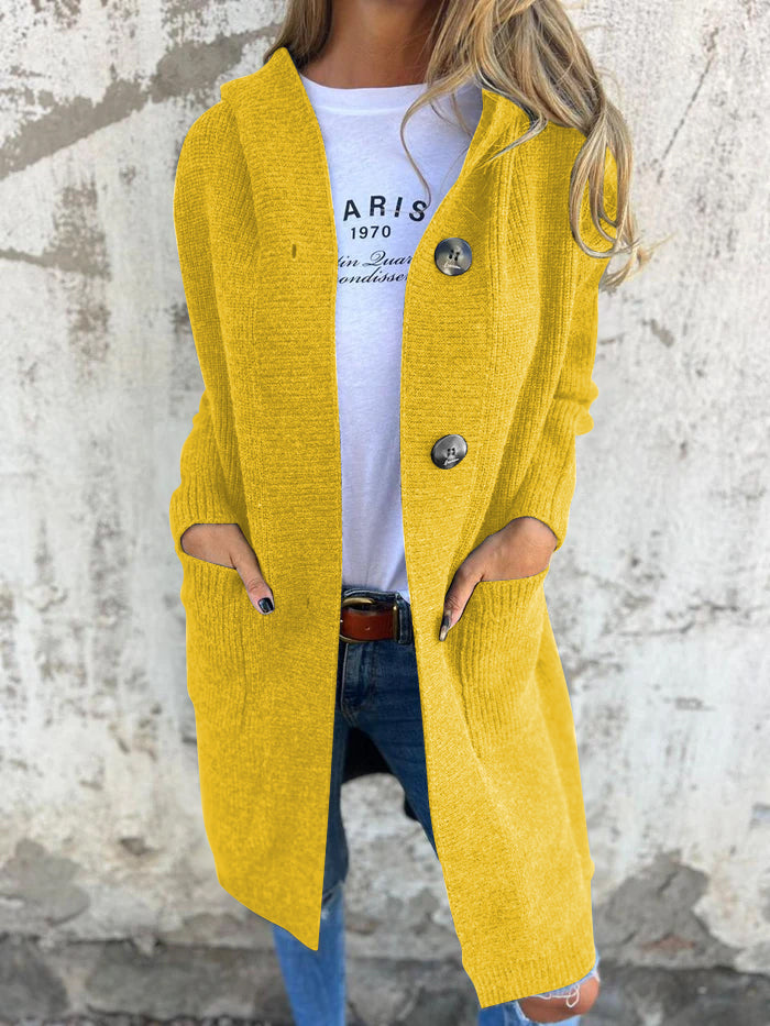 Women’s Long Knit Hooded Cardigan Jacket