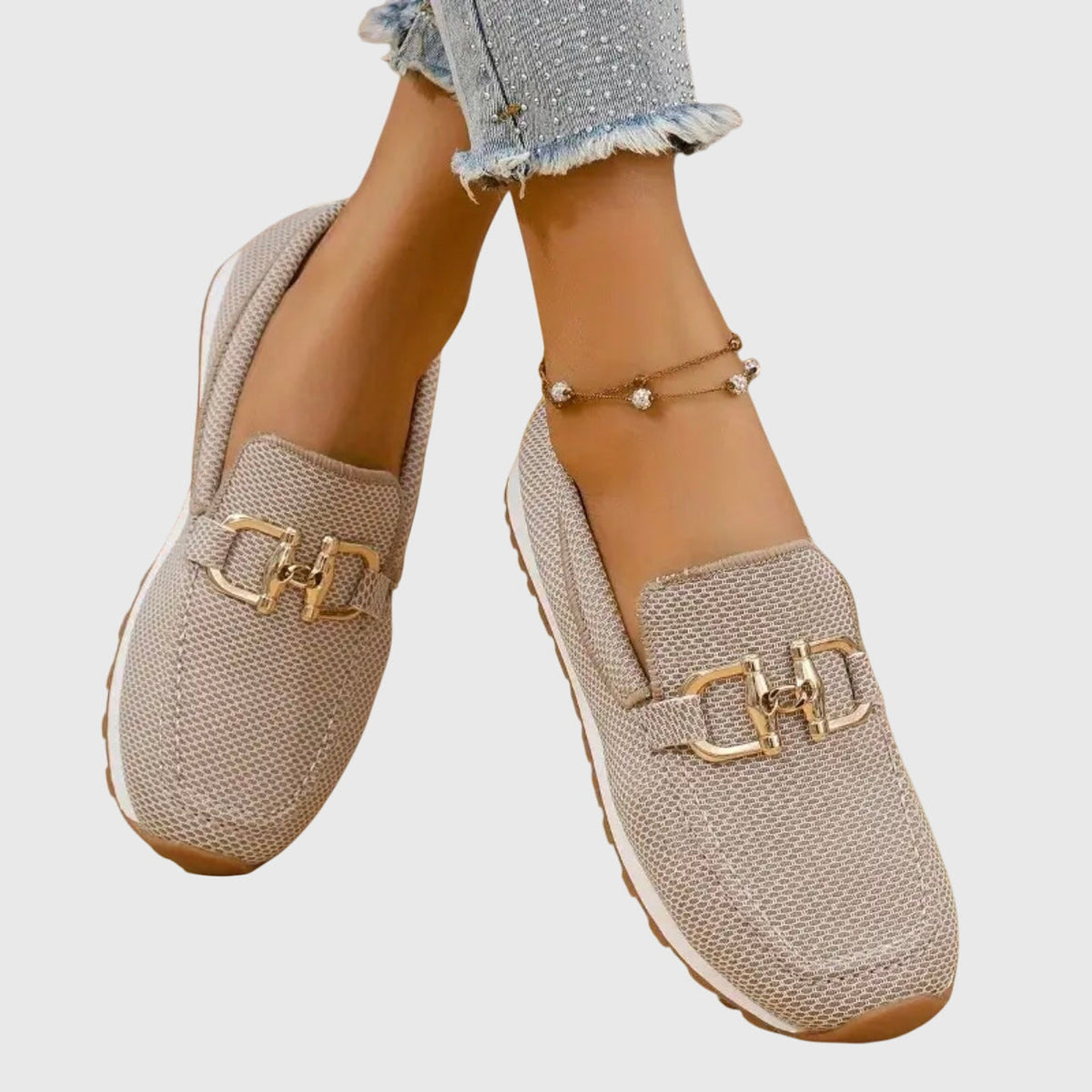 Women's Orthopaedic Loafers with Breathable Design and Gold-Tone Hardware