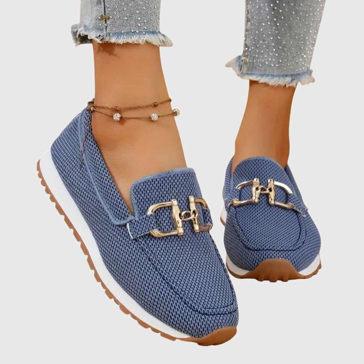Women's Orthopaedic Loafers with Breathable Design and Gold-Tone Hardware