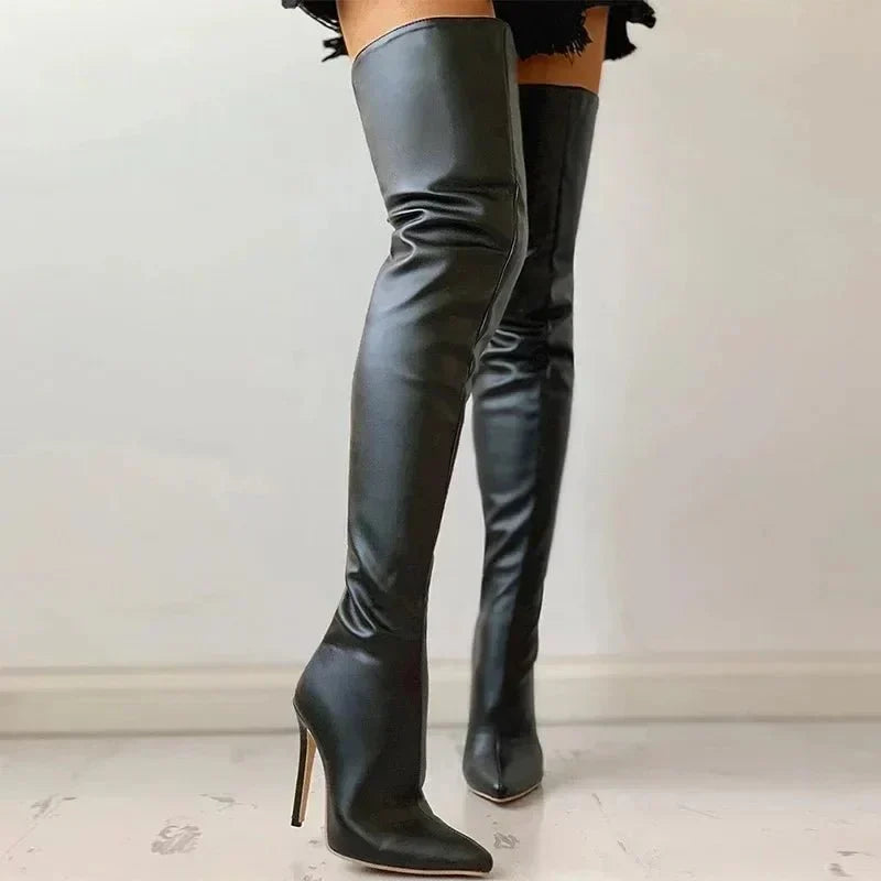 Women's Over the Knee Stiletto Boots with Pointed Toe