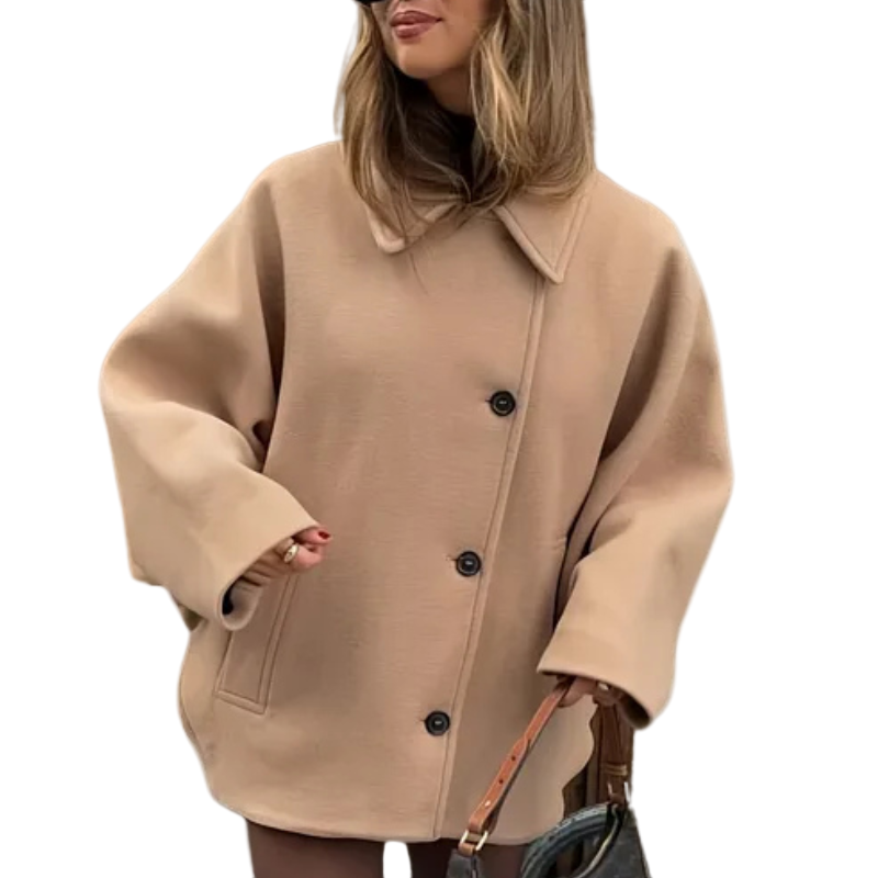 Women's Oversized Button-Front Coat with Collar