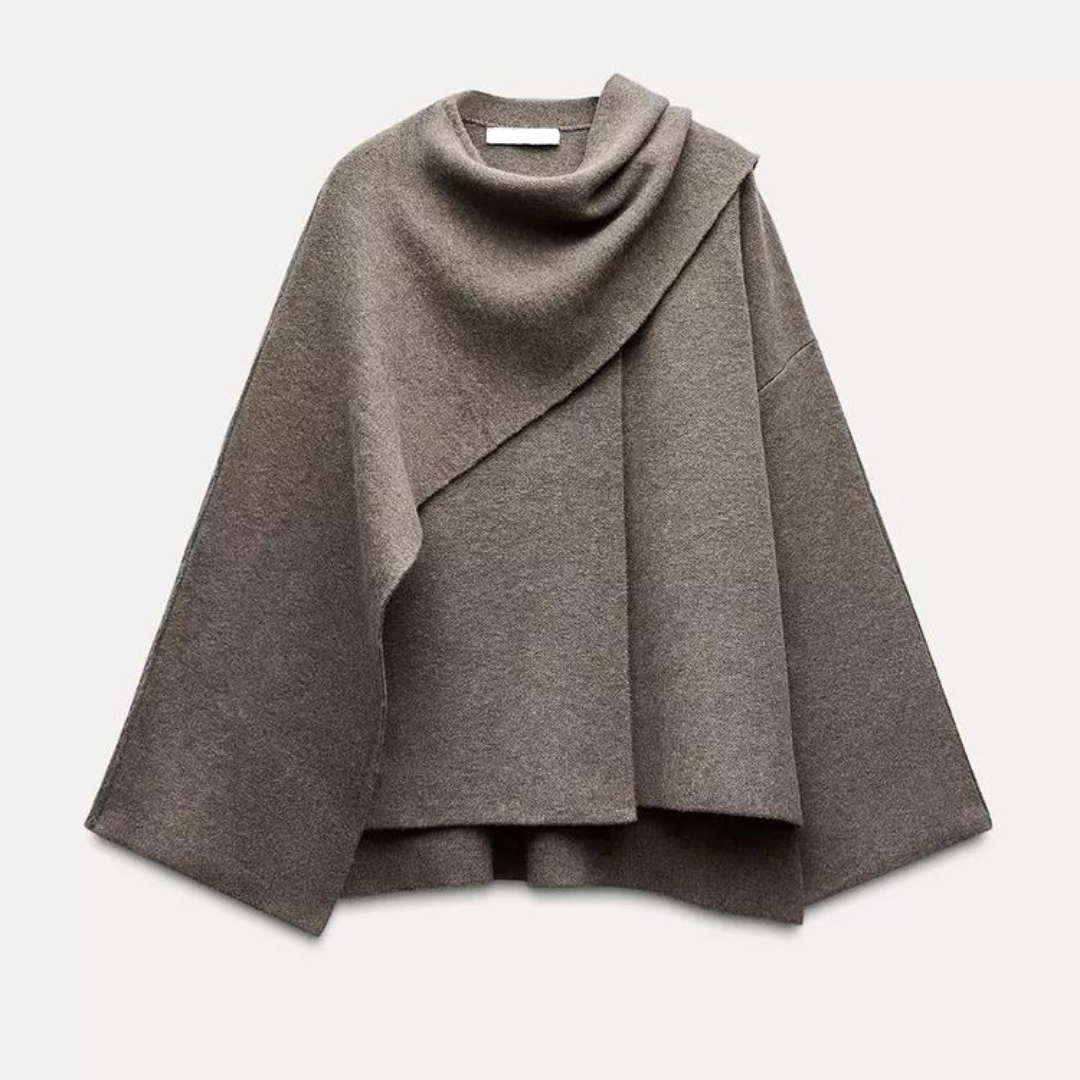 Women's Oversized Cape Coat with Textured Finish